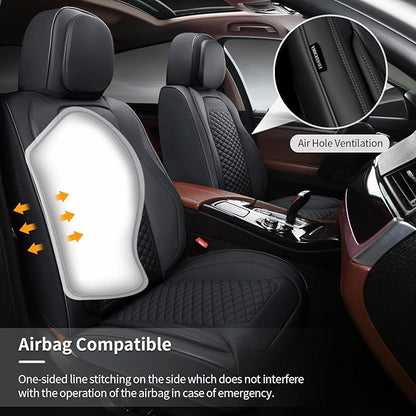 2 Packs Car Seat Covers Leather Car Seat Covers Universal Seat Covers for Car, SUV,Truck (Black)