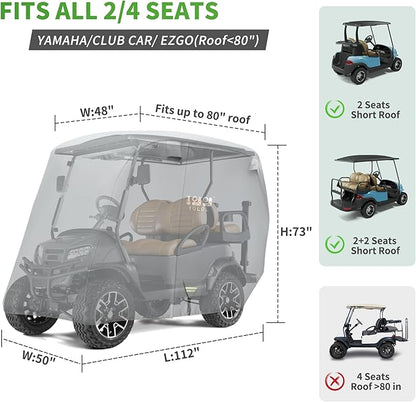 10L0L Heavy Duty Golf Cart Cover for 2/4 Passengers EZGO, Club Car and Yamaha, All Weather Outdoor Protection Weatherproof