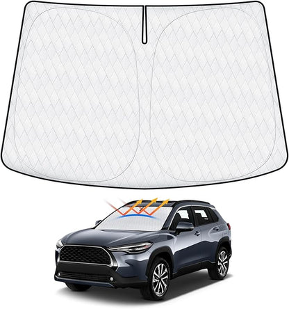 5-Layer Cartist Windshield Sun Shade Custom Fit for Toyota Corolla Cross 2022 2023 2024 2025 (Not for Corolla) Accessories Foldable Car Front Window Sunshade Sun Visor Protector