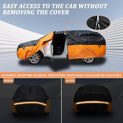 Car Covers Waterproof All Weather for Automobiles, Indoor Outdoor Windproof Dust Rain Sun Snow UV Protection Breathable Full Exterior Covers, Universal Vechicle Tarp Cover Fit 191-205 inches SUV