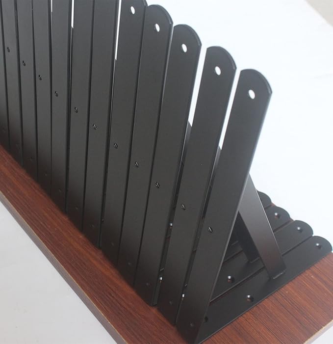 6 Pack L10 x H 8" Black Heavy Duty Shelf Brackets with Screws Metal Shelf Brackets Shelf Support Angle Brackets for Shelves L Brackets Heavy Duty Floating Shelf