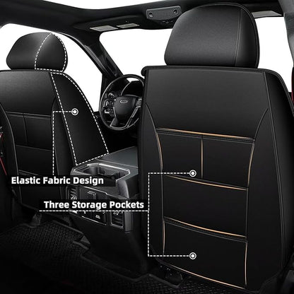 AOMSAZTO Ford Ranger Seat Covers: Front Seat Covers Custom Fit 2019 2020 2021 2022 2023 2024 Ford Ranger Breathable Waterproof Leather Seat Protector(2 Front Seats, Black)