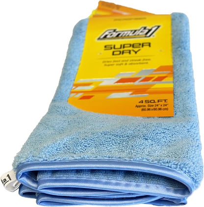 Formula 1 Super Dry Microfiber Drying Towel - Double Thick & Quick Dry - Extra Large - 24" x 24"