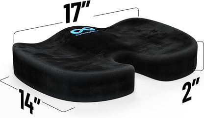 Everlasting Comfort Doctor Recommended Memory Foam Seat Cushion for Office Chairs & Car Seat - Ergonomic Office Desk Accessories for Tailbone Pain Relief, Sciatica & Back Support