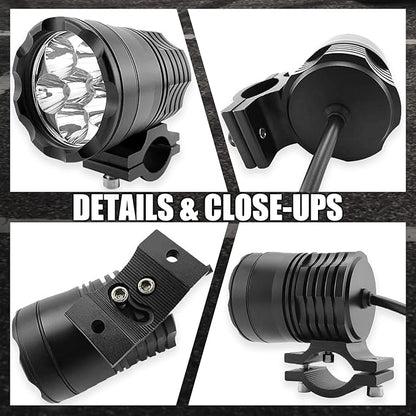 Motorcycle Driving Lights 12-60V 40W 3600LM LED Fog Lights for ATV UTV Bike Car Truck Boat Forklift Waterproof LED Spotlights with 6 Light Beads High Low Strobe Beam Switch Universal (Black 2)