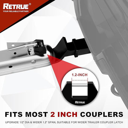 RETRUE Trailer Tongue Coupler Lock, Upgrade Trailer Cyberlock Dia 1/4'', Extra Wide 1.2'' Span Trailer Latch Lock for Trailer Coupler Latch, Tow Boat Accessories, RV Truck Car's Coupler, Jet Black