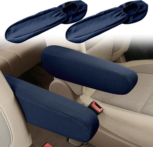 2PC Car Front Seat Armrest Covers,Universal Size Seat Arm Rest Cover,Flat Cloth Fabric Armrest Cover,Car Interior Accessories(Navy Blue,1Pair)