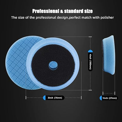 SPTA Drill polishing kit, 11Pcs 3-Inch Buffing Polishing Pads, Car Foam Drill Buffing Pad, Polishing Pads Kit, Car Buffer Polisher Kit Drill Buffing Kit for Car Polishing, Waxing, Sealing Glaze