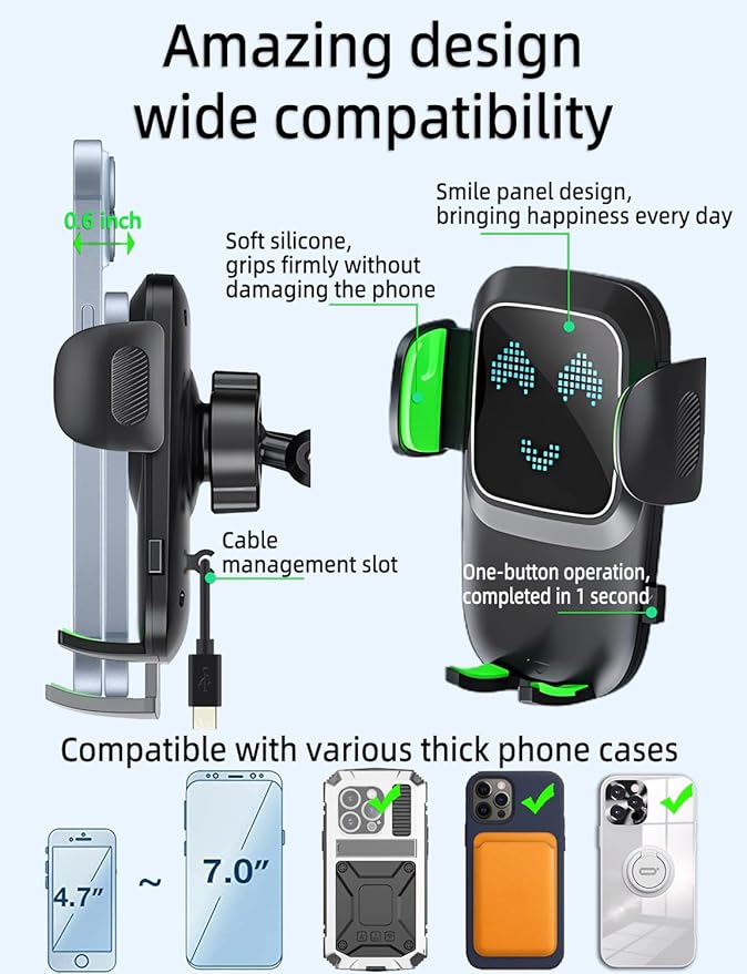 Phone Mount for Truck, Phone Holder for Truck, car Phone Holder,【Tri-Fold 10-inch Long arm】 for Pickup and Heavy Duty Truck and Large SUV Windshield/Dashboard, for iPhone Samsung LG&All Phones