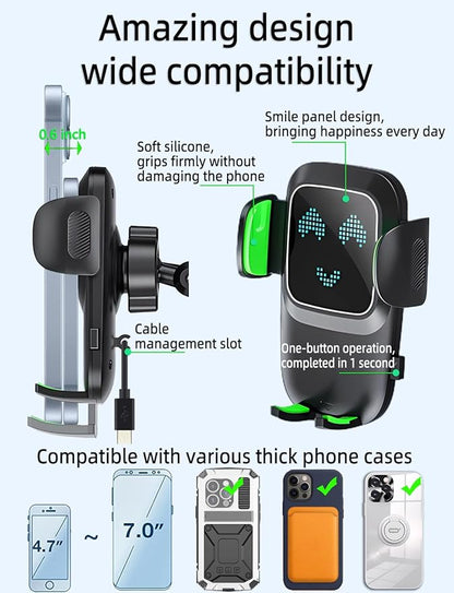 Phone Mount for Truck, Phone Holder for Truck, car Phone Holder,【Tri-Fold 10-inch Long arm】 for Pickup and Heavy Duty Truck and Large SUV Windshield/Dashboard, for iPhone Samsung LG&All Phones