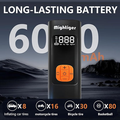 Tire Inflator Portable Air Compressor Cordless Mini Automatic Air Pump with Digital Pressure Gauge 150PSI 3X Fast Inflation and Auto Shutoff SOS Light Tires Pump for Car (Black)