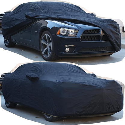 All Weather Waterproof car Cover Good for rain Snow uv Protection dust Large-Size Sedan Grand Prix 300 Charger Impala Regal MKZ Lacrosse LS Black