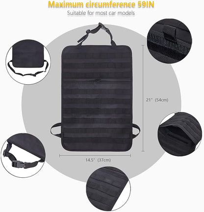 Universal Tactical Seat Back Organizer Vehicle Molle Panel Organizer Storage Bag with 5 Detachable Molle Pouch for All Vehicel Such as Jeep,Truck,SUV, Car, Ford,Chevy etc
