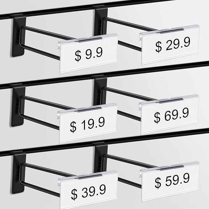Polmart Heavy Duty Black Slatwall Panel Double-Bar Hooks - 50 Pack (4-inch)