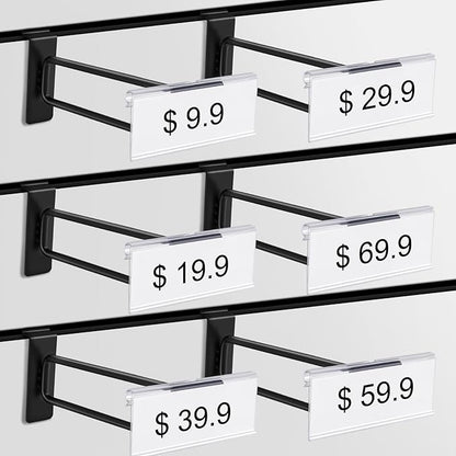 Polmart Heavy Duty Black Slatwall Panel Double-Bar Hooks - 50 Pack (4-inch)