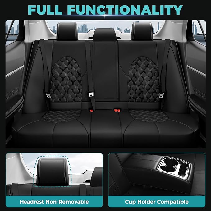 for Toyota Camry Seat Covers LE SE SE Nightshade 2018 2019 2020 2021 2022 2023 2024 - Custom Car Seat Covers Full Set, Waterproof Breathable Leather Seat Covers for Cars, Black Not for Hybrid