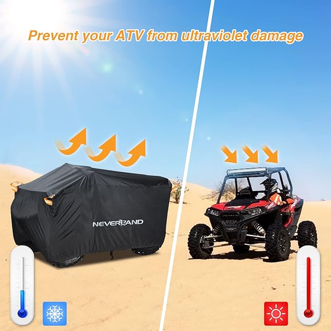 NEVERLAND ATV Cover Waterproof Heavy Duty 4 Wheeler Cover Quad Cover All Season Weather Proof Outdoor UV Protection for Polaris Yamaha Suzuki Honda (Black XLarge)