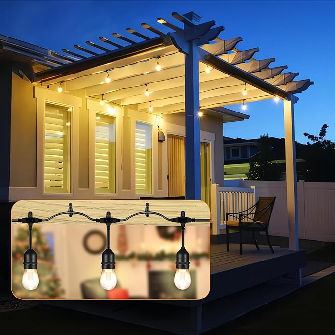 24 Pcs String Light Hooks, Screw in Hooks for Hanging String Lamp, Wire, Plants Pot, Wind Chimes, Patio Fairy Light Cord Holder with Buckle, Outdoor Concrete Wood Wall Halloween Xmas Decor Q Hanger