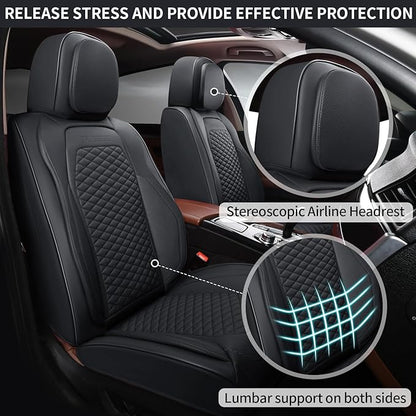 2 Packs Car Seat Covers Leather Car Seat Covers Universal Seat Covers for Car, SUV,Truck (Black)