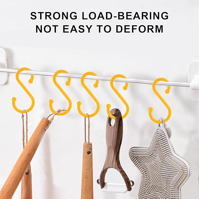 6 Pack Heavy Duty S Hooks, 5.82Inch Hooks for Hanging Heavy Duty, Sturdy Non Slip Yellow S Hooks for Hanging Closet,Kitchen,Bathroom,Garden Tools,Industry