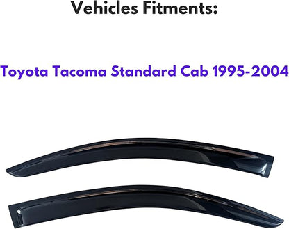 KPY Window Visor Compatible with Toyota Tacoma Standard Cab 1995-2004, Rain Guard Window Vent Deflectors Tape-On Style, 1995 1996 1997 1998 1999 2000 2001 2002 2003 2004 (Standard Cab Only)