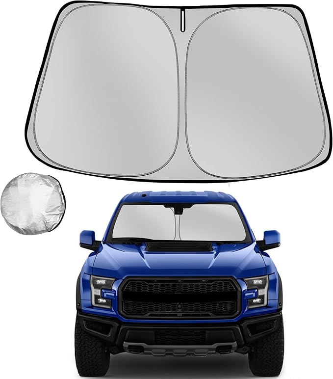 Windshield Sun Shade for 2015-2020 Ford F150 Foldable Sun Sunshade for Car Front Window Blocks UV Rays and Heat Automotive Interior Protector Custom Fit Accessories