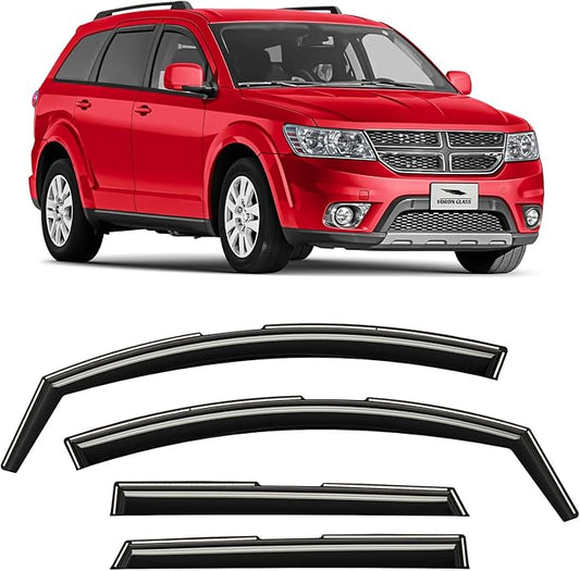Voron Glass in-Channel Extra Durable Rain Guards for Dodge Journey 2009-2020, Window Deflectors, Vent Window Visors, 4 Pieces - 200480