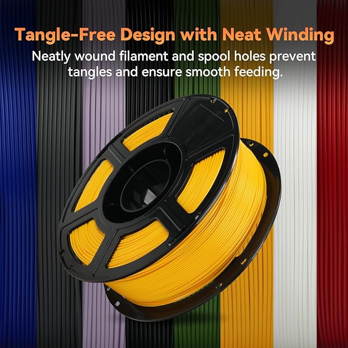 FLASHFORGE PLA Filament 1.75mm +/- 0.02mm, Matte Yellow 3D Printer Filament 1kg (2.2lbs) Spool, Excellent Printing Performance, Easy to Use for Most FDM 3D Printers