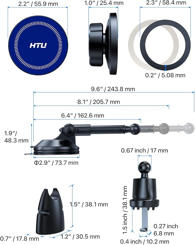 2025 Upgraded for Magsafe Car Mount [80LBS Strongest Suction & Military-Grade] Powerful Magnetic Cell Phone Holder for Car Dashboard Windshield for iPhone 16 15 14 Pro Max Mini (Dark Blue)