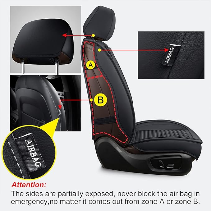 LINGVIDO Car Seat Covers, Breathable and Waterproof Faux Leather Automotive Seat Covers for Cars SUV Truck Sedan,Universal Anti-Slip Driver Seat Cover with Backrest (Front Seat, Black)