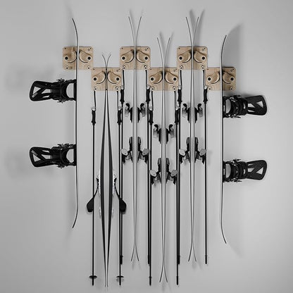 Ultimate Ski & Snowboard Wall Rack | Secure, Non-Slip Storage | Fits Any Ski/Board | Garage Organization | Ski Storage Rack | Snowboard Storage Rack | Winter Gear Organizer | 6 Pck