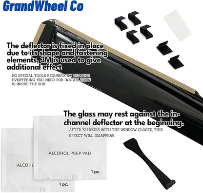 Window Deflectors Smoke Tinted in-Channel Side Window Vent Visor Deflectors Rain Guards Compatible with Ford F150 2015-2020 SuperCrew (fit for F250-F550 17-25) - 4pcs. GW0815