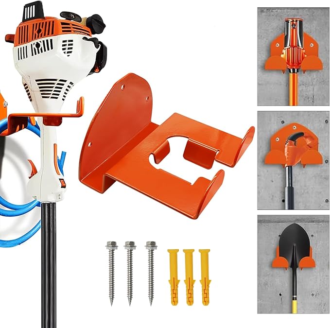 Weedeater Hanger, 1 Pack Weed Eater Hanger For Wall, Heavy Duty Weed Eater Wall Mount for Garage, Garage Organization Storage Shed Organizer Mounted Trimmer Rack