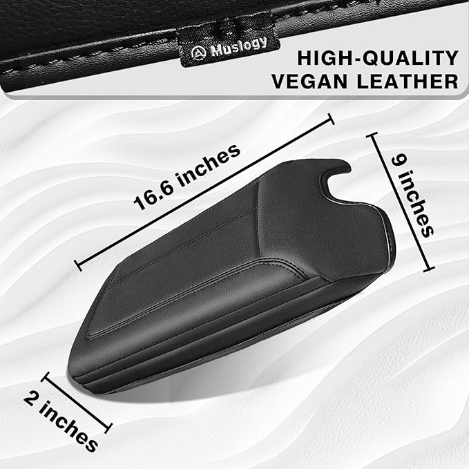 Muslogy Center Console Armrest Cover Compatible with Ford F-150 F150 2009-2014 Comfort Armrest Pad Arm Rest Cushion Vegan Leather Protector 1-Inch Extra Thick(Bucket Seat ONLY)