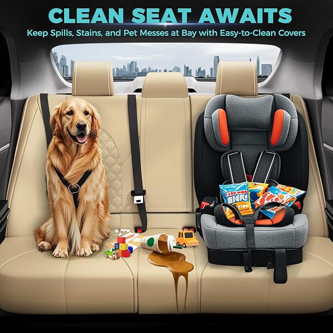 for Toyota Camry Seat Covers Hybrid LE SE 2018 2019 2020 2021 2022 2023 2024 - Custom Car Seat Covers Full Set, Waterproof Breathable Seat Cover for Cars, Leather Cushion Protectors Beige