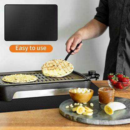 Heat Resistant Grill Mat, 25 x 20 inches Double-sided fireproof and waterproof BBQ protection mat Multi-Purpose for Grills Pizza Ovens Smokers Black
