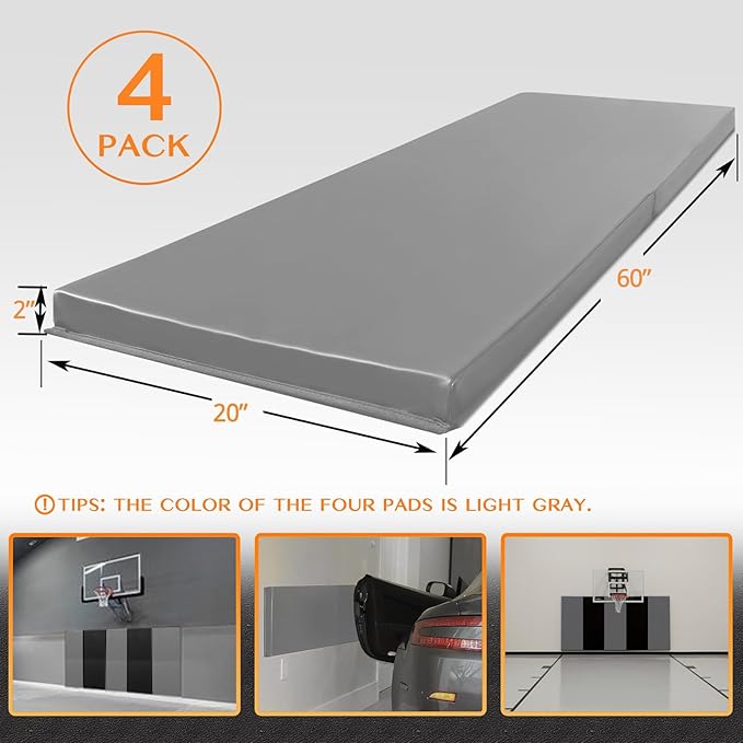 PROGOAL 2"/4" Thick Foam Protection Wall Pad，Gym Basketball-Court Protectors，Durable Waterproof Padding for Wall-Mounted Basketball Hoops(60" L x 20" W)…