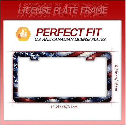 Vintage American Flag License Plate Frame Patriotic License Plate Holder Cars Decoration Funny Auto Accessories for Men Women 6x12 Inch