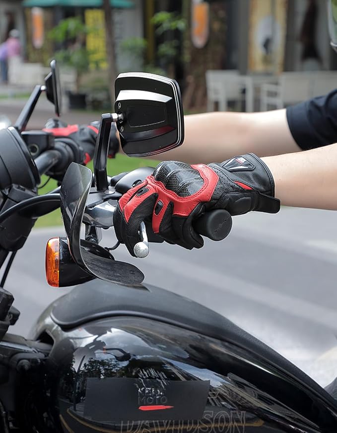 KEMIMOTO Sheepskin Leather Motorcycle Gloves for Men, Protective Motorcycle Gloves for Motocross Motorbike Dirt Bike Bicycle Racing ATV UTV