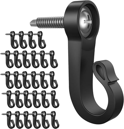 28-Pack Q-Hanger Hook for Indoor and Outdoor Christmas Lights, Garage, New Year Party - Home String Light Hangers With Screw