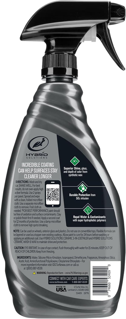 Turtle Wax 53409 Hybrid Solutions Ceramic Spray Coating, Incredible Shine and Protection for Car Paint, Extreme Water Beading, Safe for Cars, Trucks, Motorcycles, RV's and More, 16 oz. (Pack of 1)