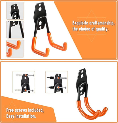 20 Pack Garage Storage Hooks Heavy Duty, Steel Bike Hook for Garage Organization, Utility Wall Mount Hooks with Anti-Slip Coating for Hanging Ladder, Ropes, Bike, Outdoor, Garden and Power Tool