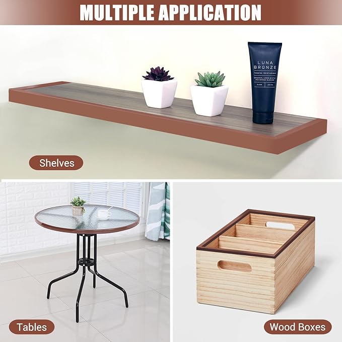 Rubber Edge Trim, Flexible Edge Banding, 5/8"(16mm) U Channel Furniture Edge Protector, Self Adhesive Edge Guards for Plywood, Wood, Glass Parts, 20Ft, Brown Color