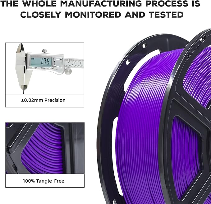 FLASHFORGE PLA Filament 1.75mm, 3D Printer Filament 1kg (2.2lbs) Spool, Dimensional Accuracy +/- 0.02mm, 3D Printing Filament Easy to Use and Fits for Most FDM 3D Printers (Purple)