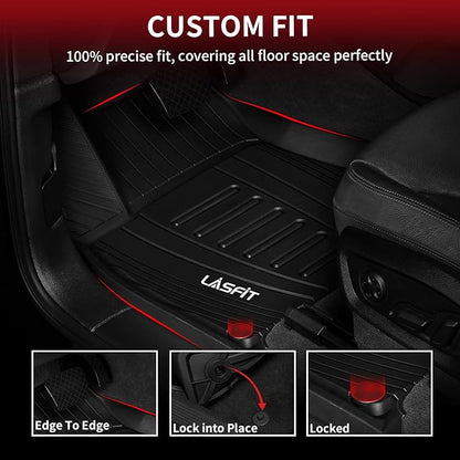 LASFIT Floor Mats Custom Fit for Audi Q5 SQ5 2018-2025(Include Q5/SQ5 Sportback 2021-2025), All-Weather Protection TPE 1st & 2nd Row Car Liners for Audi Accsessories, Odor-Less Easy to Clean, Black