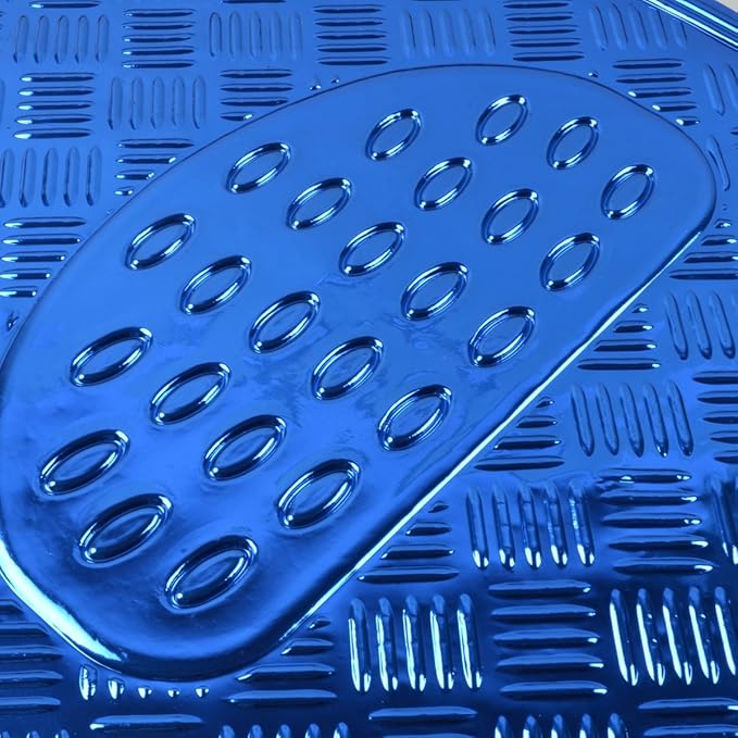 BDK 4-Piece All-Weather Universal Fit Front & Rear Floor Mats for Cars Trucks SUVs Vans, All-Weather Easy-to-Clean Diamond Metal Pattern Durable Heavy Duty Non-Slip Protection - Metallic Blue