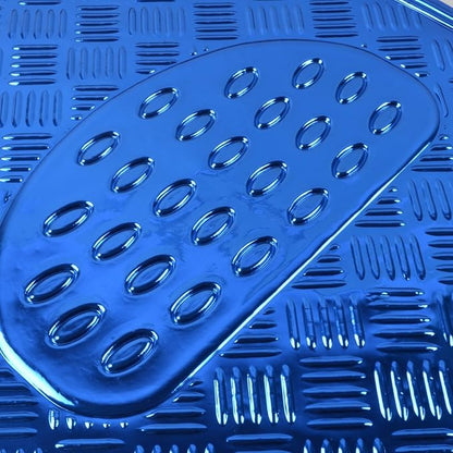 BDK 4-Piece All-Weather Universal Fit Front & Rear Floor Mats for Cars Trucks SUVs Vans, All-Weather Easy-to-Clean Diamond Metal Pattern Durable Heavy Duty Non-Slip Protection - Metallic Blue