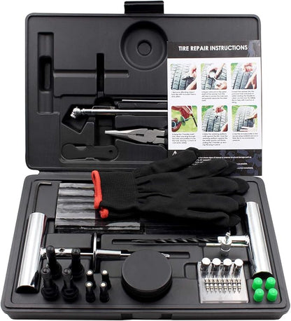 Tire Repair Kit, 87pcs Tire Patch Kit with Plugs to Fix Punctures and Plug Flats for Car, Motorcycle, Truck, Tractor, Trailer, RV, ATV, ARB, SUV