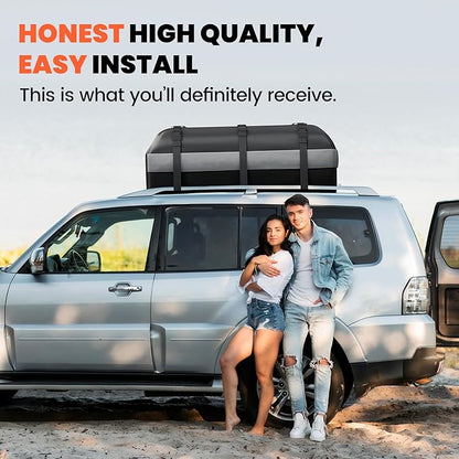 Asinking Car Rooftop Cargo Carrier Bag - 100% Waterproof Heavy Duty Car Roof Luggage Carrier 15 Cubic Feet, Fits All Vehicles with/Without Roof Rack - Easy Install & Triply Reinforced for Secure Use