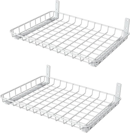 WALMANN Wall Shelves, 12 * 18 inch Wall-Mounted Storage Shelves for Garage, Closet, Laundry Room, Heavy Duty Wall Shelving, Holds Up to 60 lbs(Pack of 2, White)